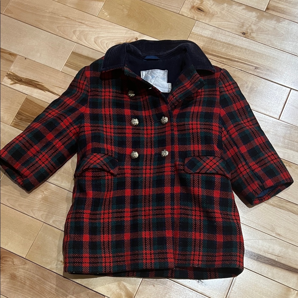 RARE Vintage 1960s Holt Renfrew Made In England Peacoat Plaid Wool Jacket
